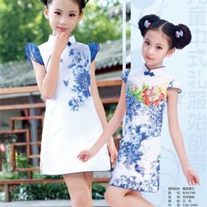 汪小荷中国风女童装新款儿童旗袍裙供应