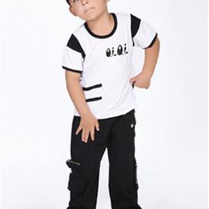 夏装男童女童套装 短袖+中裤 韩版儿童针织套装 熊猫卡通儿童套装